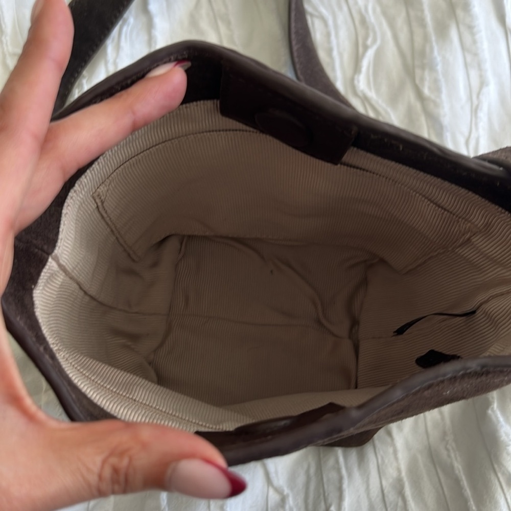 Mini Brown Suede Bucket Bag - Picture 10 of 11